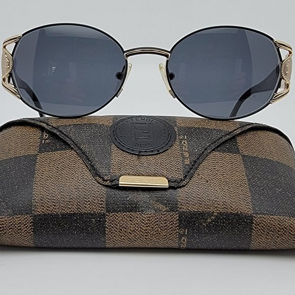 Fendi FS 140 Black Gold Frame Grey Lens Sunglasses w/ Case Italy 52-20-135 main image 13